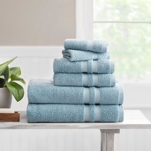 6-Piece Performance Solid Bath Towel Set Blue